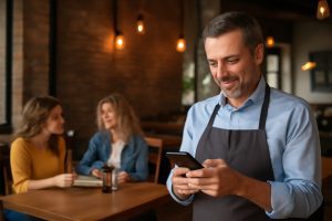 Kelner die reageert op reviews